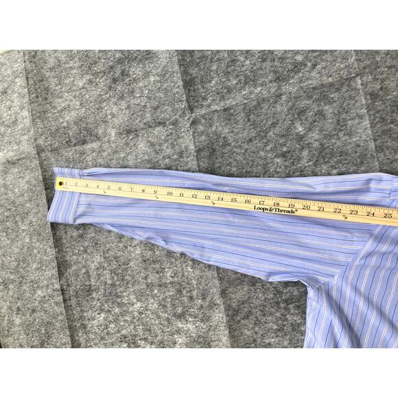 Brook Brothers Dress Shirt Mens 15.5/35 Long Sleeve Button Up Striped Blue - Picture 7 of 9